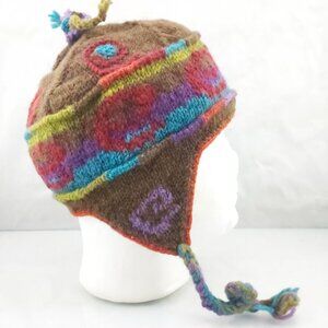 Lost Horizons Fair Trade Abstract Stitch Wool Beanie Winter Hat